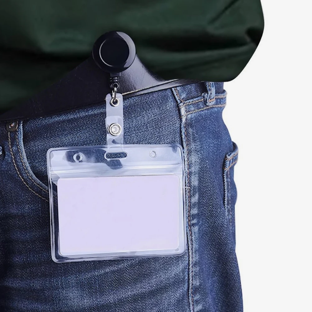 

4pcs Black Sublimation Photo Key Card Holder Retractable ID Name Badge Reel for Office Staff Student Nurse Doctor Teacher