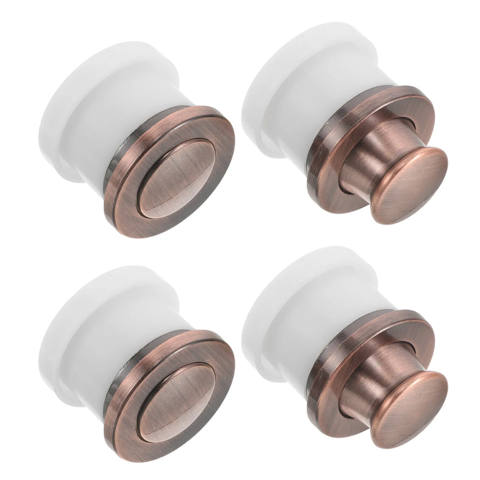 4Pcs Invisible Cabinet Door Handles Spring-Loaded Recessed Round Flush Mounted Pulls for Drawers Wardrobes Closets Kitchen