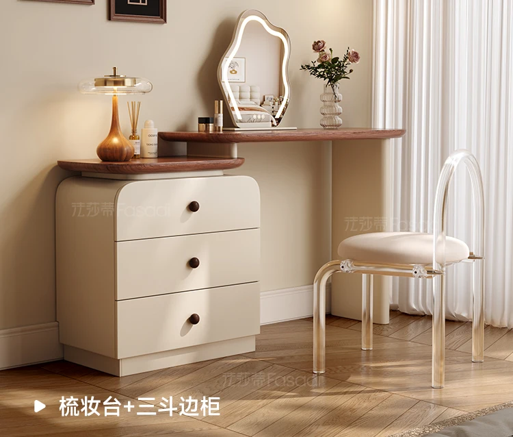 

Medieval solid wood dresser storage cabinet integrated cream simple chest bedroom small apartment