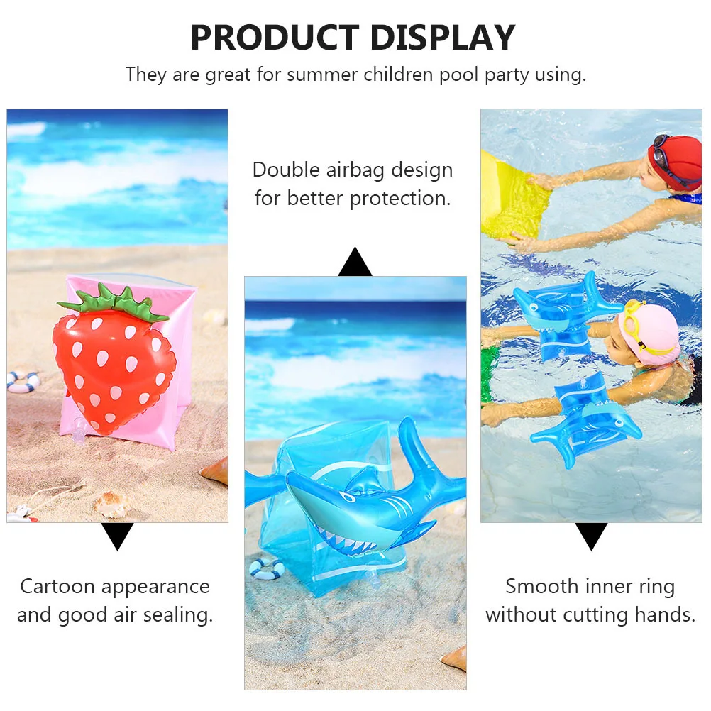 

2Pairs Swimming Armbands Cute Cartoon Design Swimming Sleeves High Quality PVC Double Airbag Pool Safety Gear