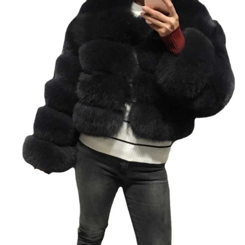 2024 Faux Raccoon Fur Coat Women Jacket Luxury Coat Women Winter Fluffy Jacket Thick Warm Furry Fur Outwear Faux Fur Coat