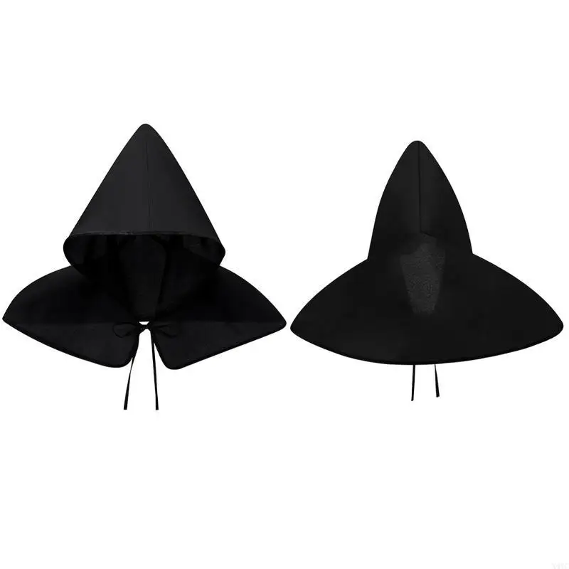 X4YC Medieval Short Cloak Halloween Shawl Shawl Hat Unisex Cape Gothic trajes cosplay Props elegantes