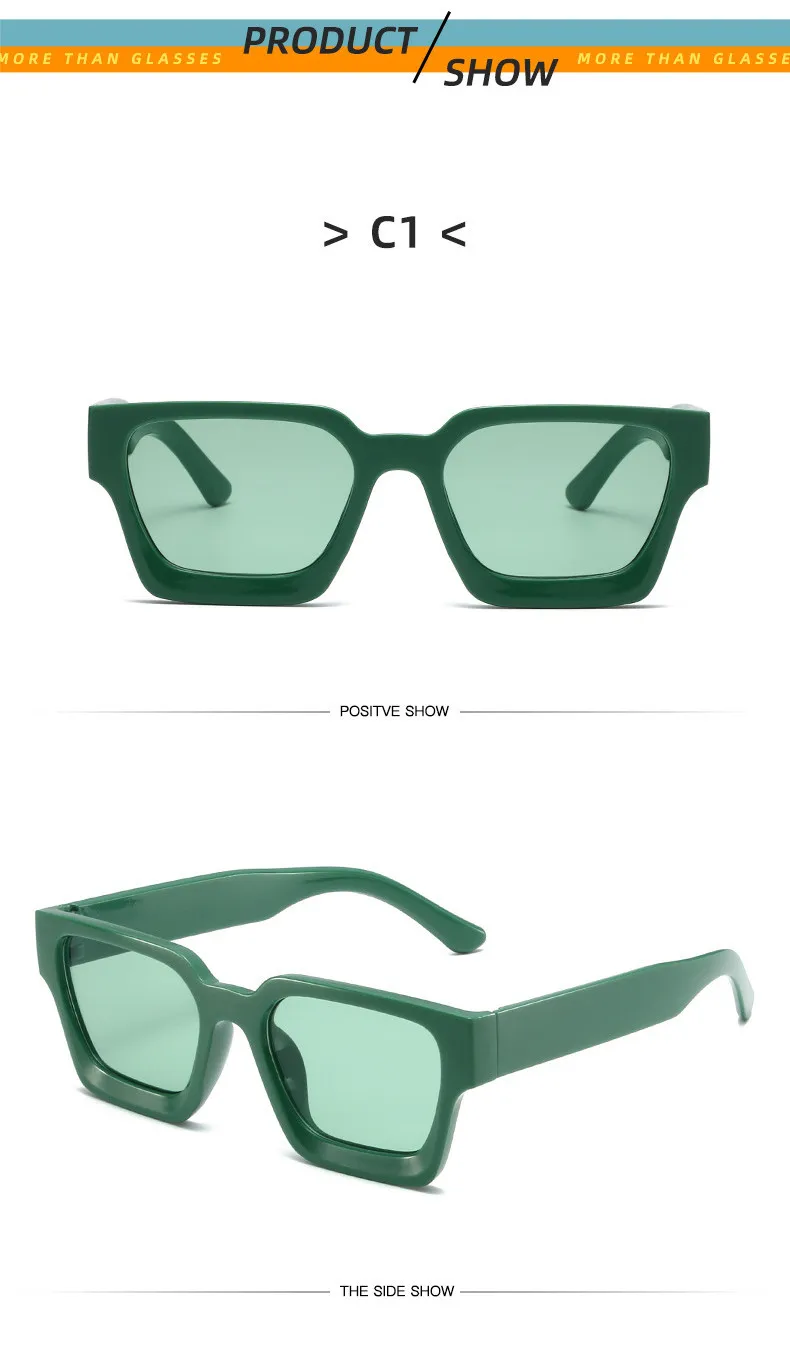 Mode Vintage Großen Quadratischen Sonnenbrille UV400 Retro Männer Frauen Grün Marke Designer Unisex Ins Stil Brillen Anti Blauen Rahmen – Detail 6