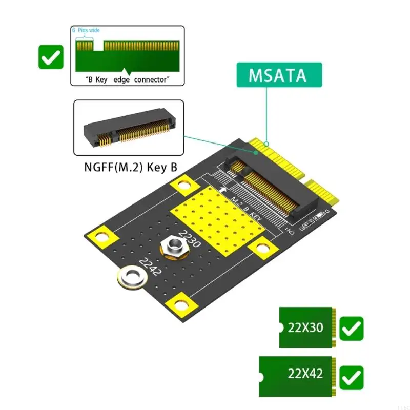 U55C M.2 B Clave para MSATA Risers M.2 SSDS a MSATA CARIDA DEL ADAPTER