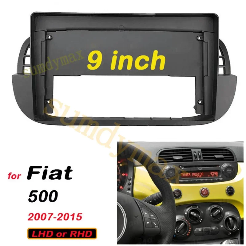 

9" 2din Car radio Frame Adapter For FIAT 500 2007-2015 Radio Fascia Frame Adapter CD Panel Dash Trim Bezel