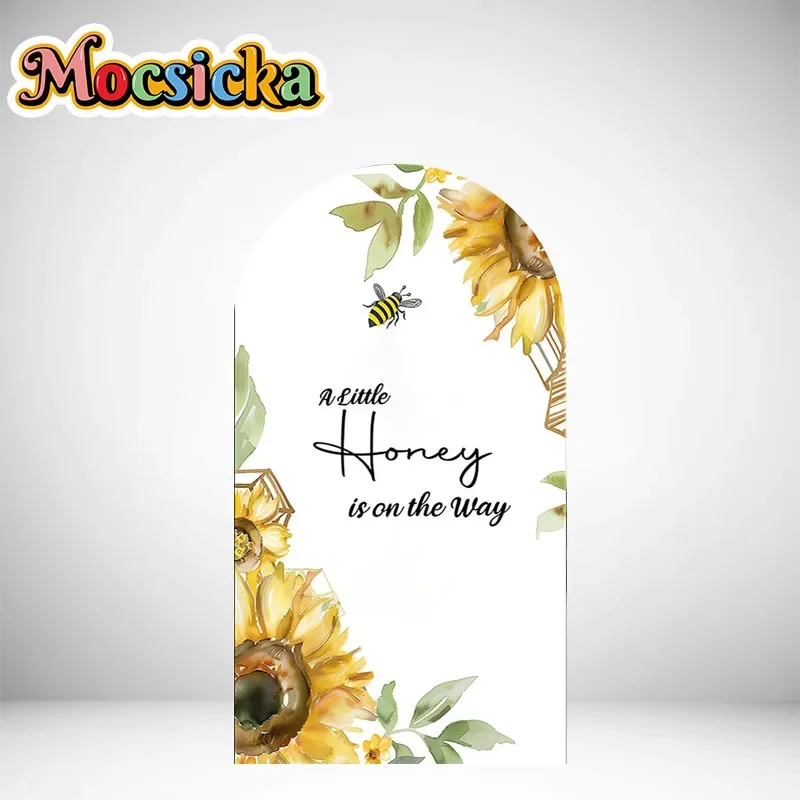 Mocsicka غطاء قوس على الوجهين التصوير خلفية لطيف ليتل النحل خلفية ديكورا الوليد حفلة عيد ميلاد استحمام الطفل الدعائم