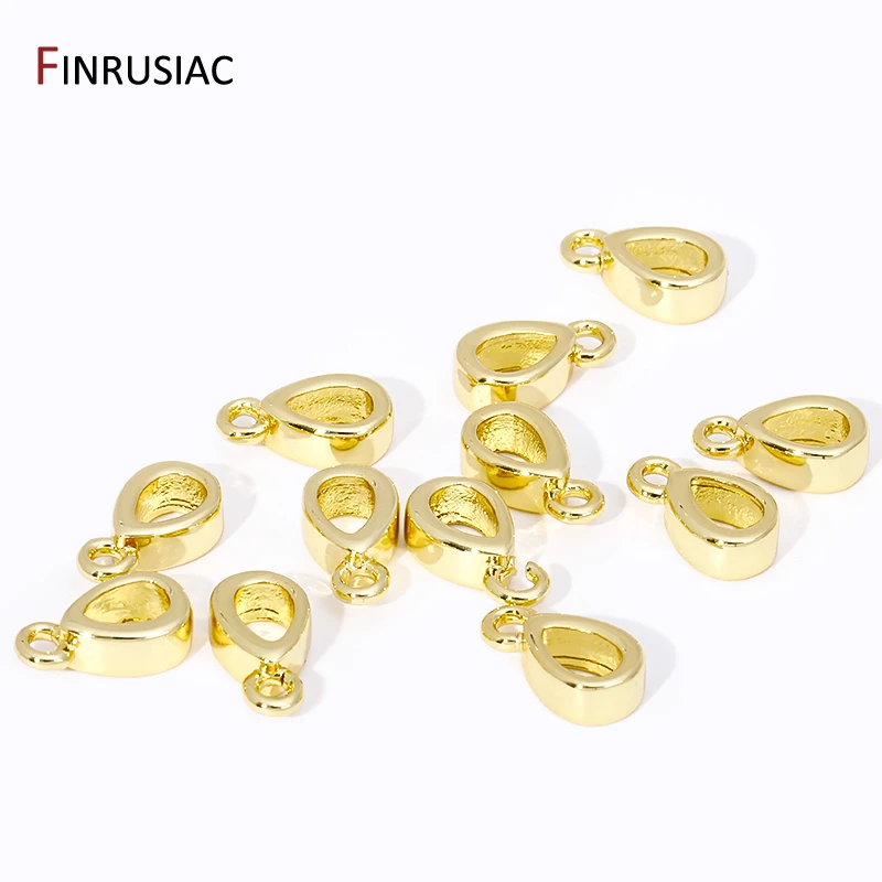 Wholesale 18K Gold Plated Brass Spacer Beads Oval Pendant Charms Connector Bail For DIY Jewelry Making Accessories