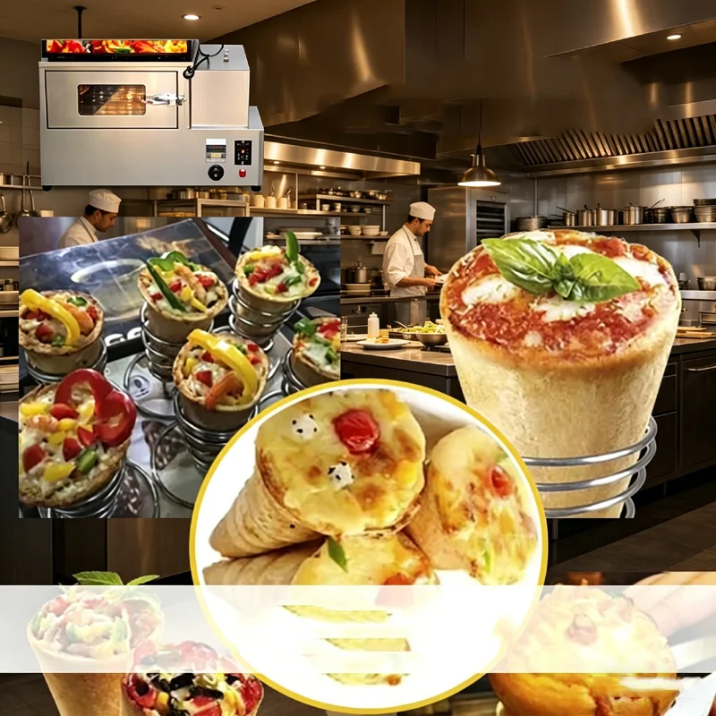 Automatic Electric Pizza Cone Maker Fast Food Pizza and Ice Cream   Cone Forming Machine for Home Use