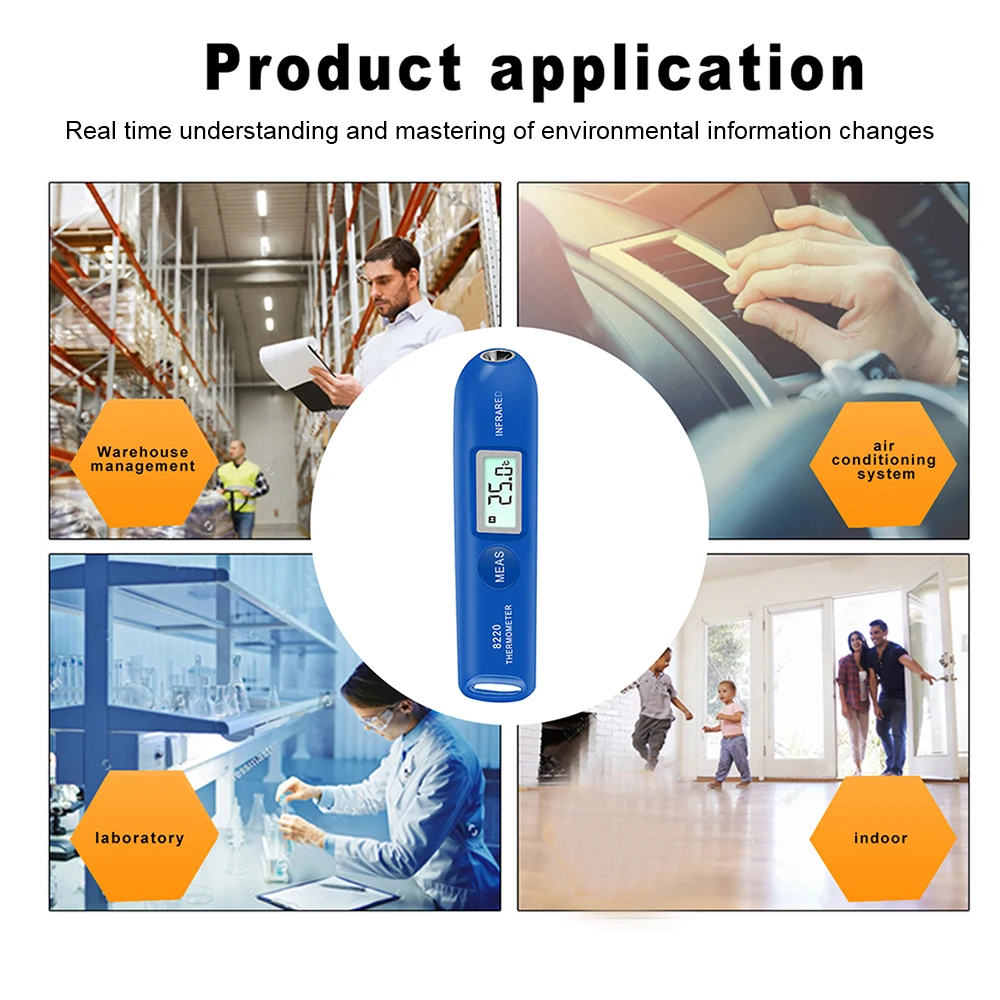 Non-Contact For Kitchen BBQ Frying Cooking Industrial Pyrometer -50~220°C 8220 Mini Digital Infrared Thermometer Portable