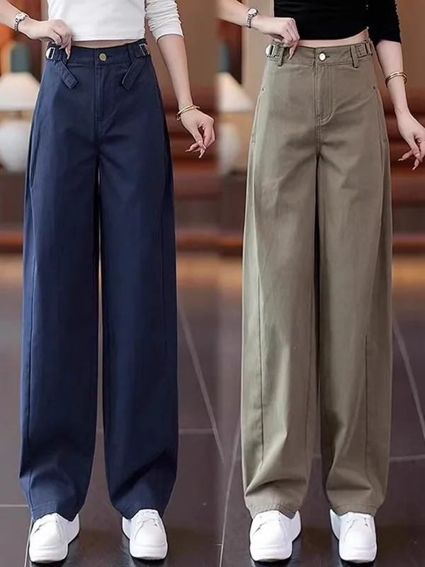 

Faion Casual Work Pants Women plus Size High Waist Wide Leg Pants Loose Knife Spring New Sle plus Size Slimming Pants