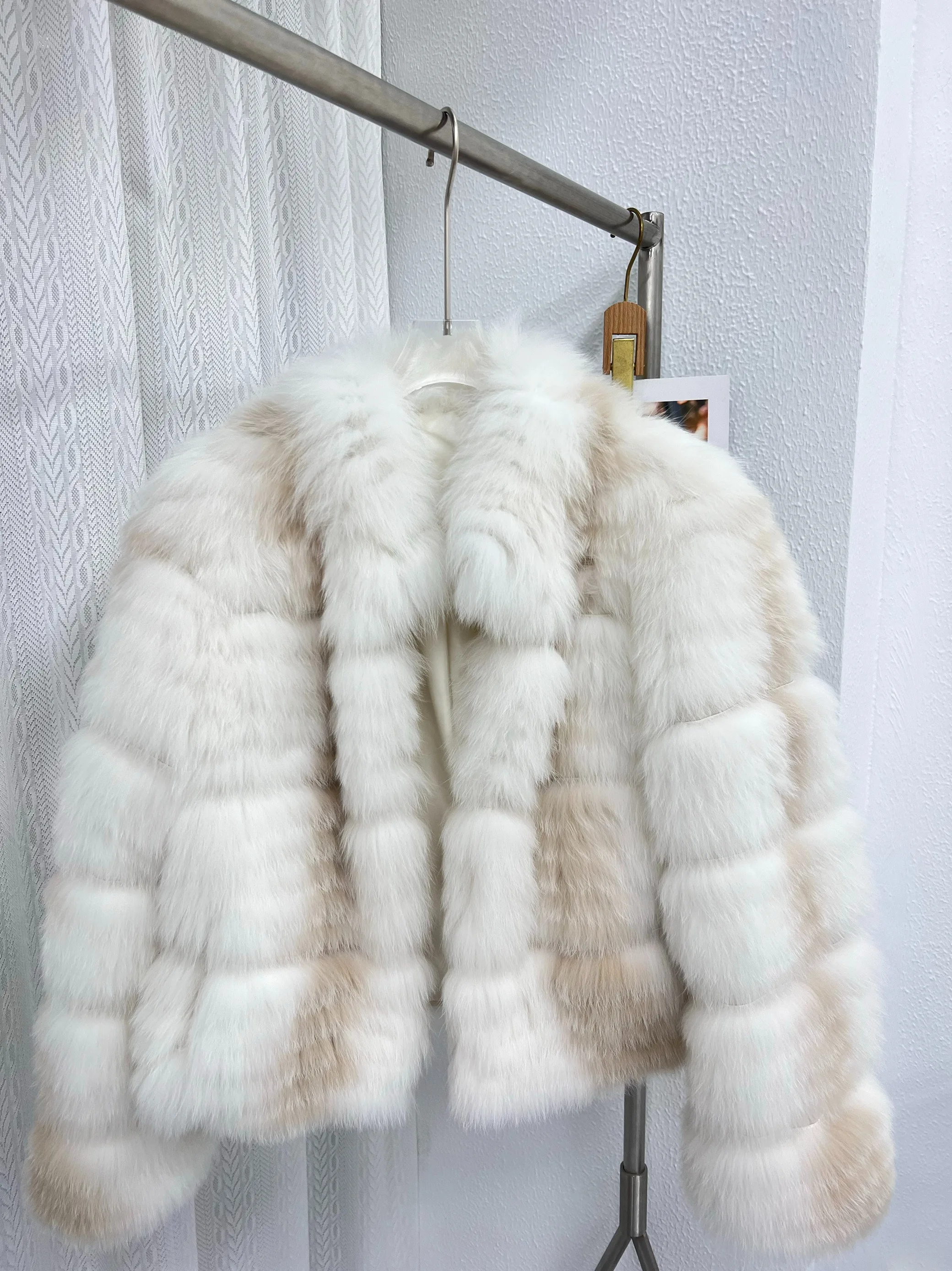 

FURHYCFOX Hot-selling fashion new imported striped Autumn Winter Real Fox Fur women's jacket Warm Real Fur Luxury Outerwear