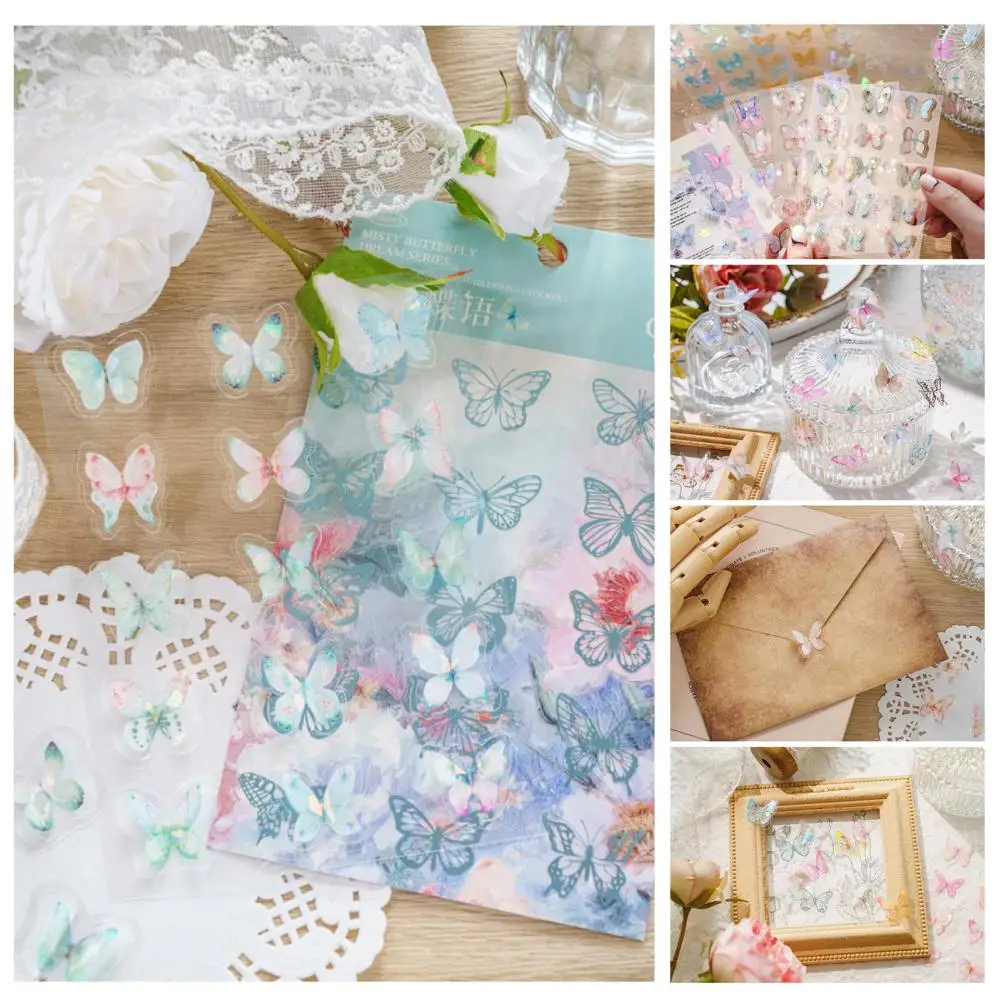 Decorative Irregular Shape Retro Butterfly Pattern DIY Scrapbooking Decal Material for Kids