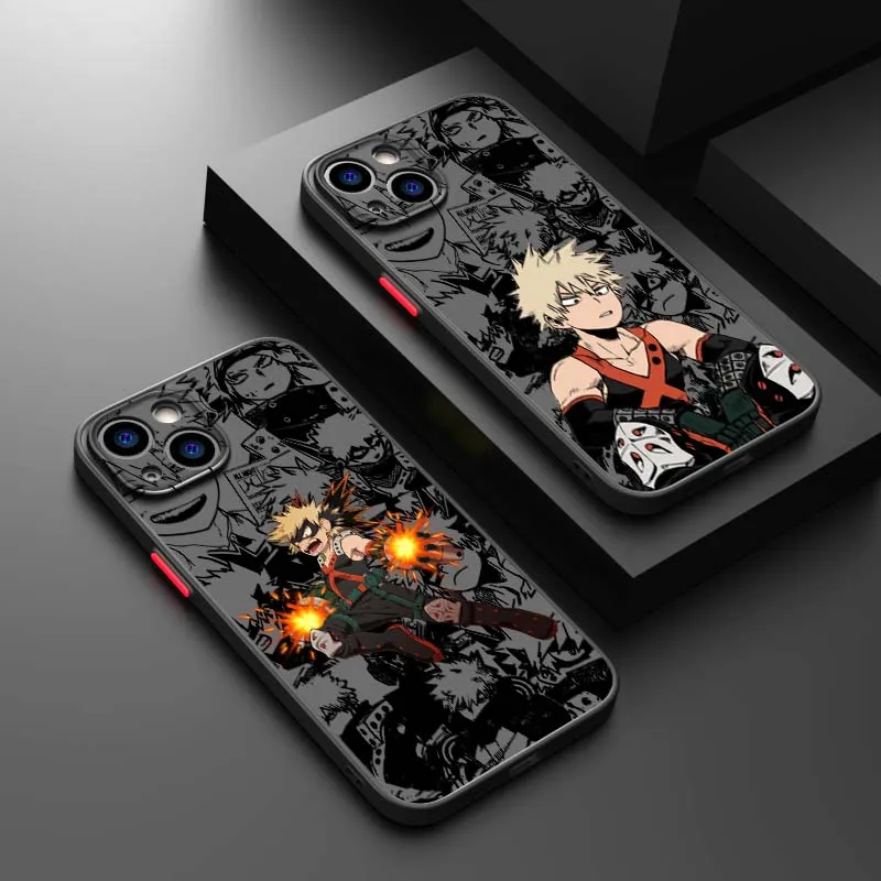 Anime Bakugo Katsuki Für Apple iPhone 17 16 15 14 13 12 11 X Max Pro Plus Mattierte Durchscheinende Handyhülle