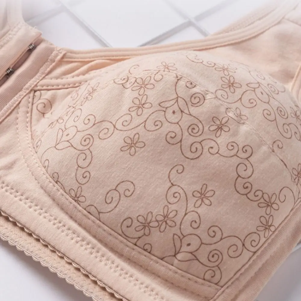 Comfortable Thin Front Button Bra Widen Straps Plus Size Women Wireless Bra Intimates Convenient Elderly Bra Women