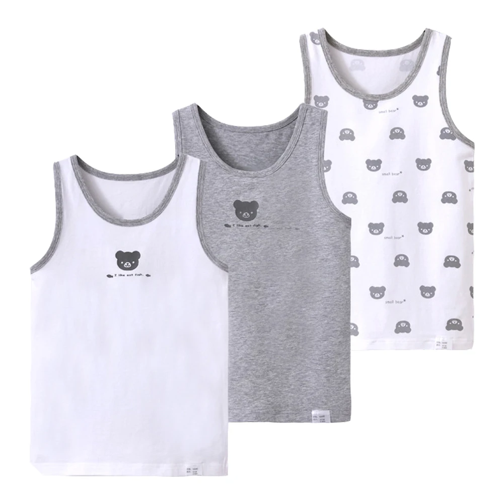 Girls Underwear Vests Thin 3pcs Summer Cute Undershirt Boys Cartoon Sleeveless Cotton T-Shirts Children Tops Teen Homewear 3-8T