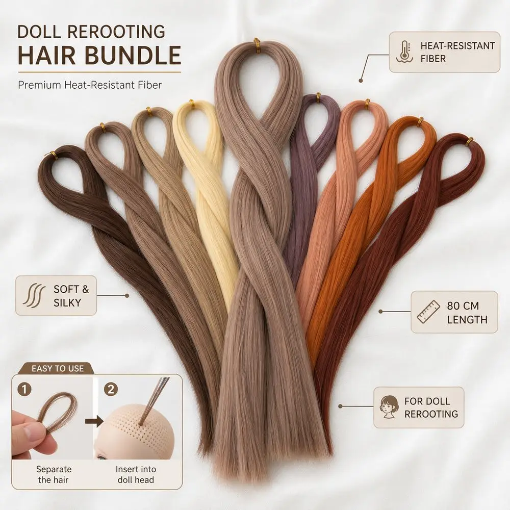 Heat-Resistant Fiber Doll Hair Rooting Heat-resistant Smooth Straight Heat-Resistant Fiber Doll Hair 80cm for BJD SD Doll