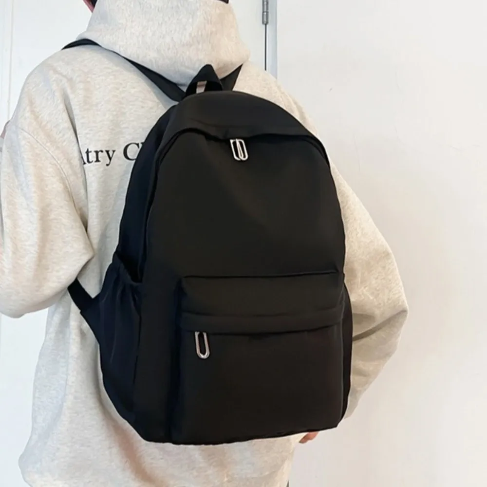 Minimalist Design Korean Style Backpack Lightweight Waterproof Nylon Large Capacity Backpack Simple Style Solid Color
