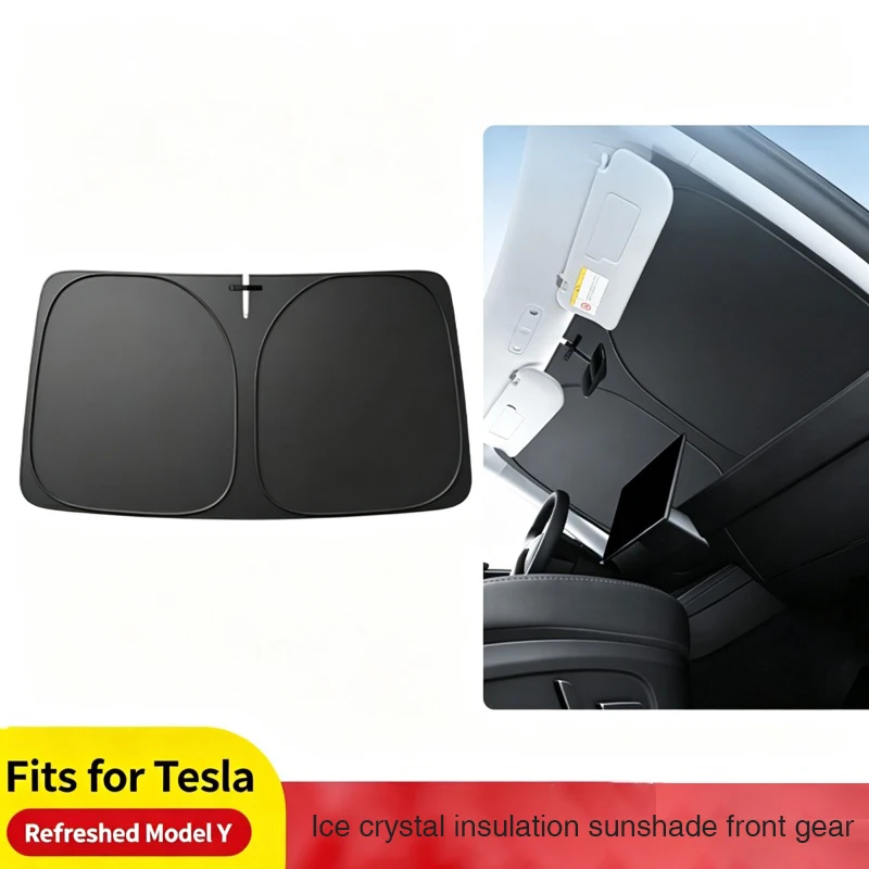 For Tesla New & Old Model 3/Y Windshield Sunshade Ice Crystal Heat Insulation UV Protection With Storage Bag