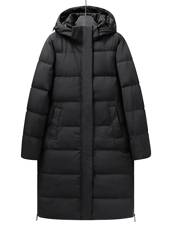 

Новая зимняя мужская удлиненная куртка-пуховик с капюшоном, повседневная, теплая, защита от холода, оверсайз, в стиле «папиных» пальто, из полиэфирного волокна, для повседневных поездок на работу