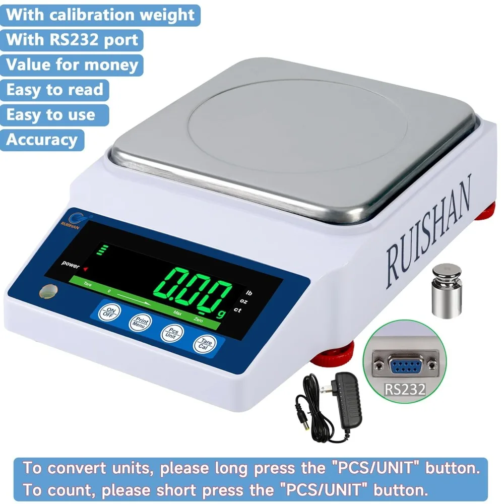 

Lab Weight Analytical Balance Scale .01g Accuracy Jewelry Pharmacy Chemistry Industria Calibrated Gram Scale