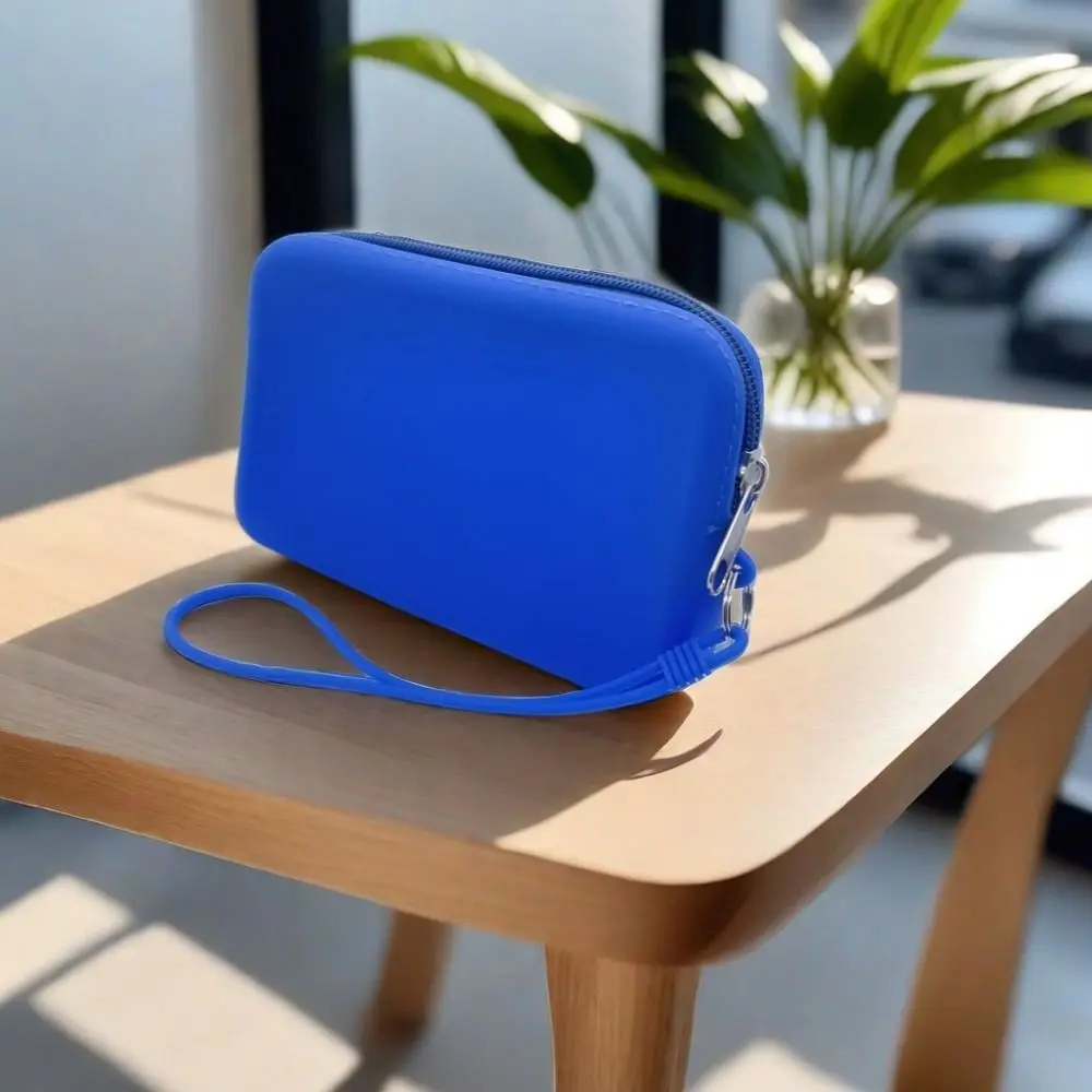 Portable Silicone Coin Purse Zipper Solid Color Travel Pouch Waterproof Stationery Bag Students