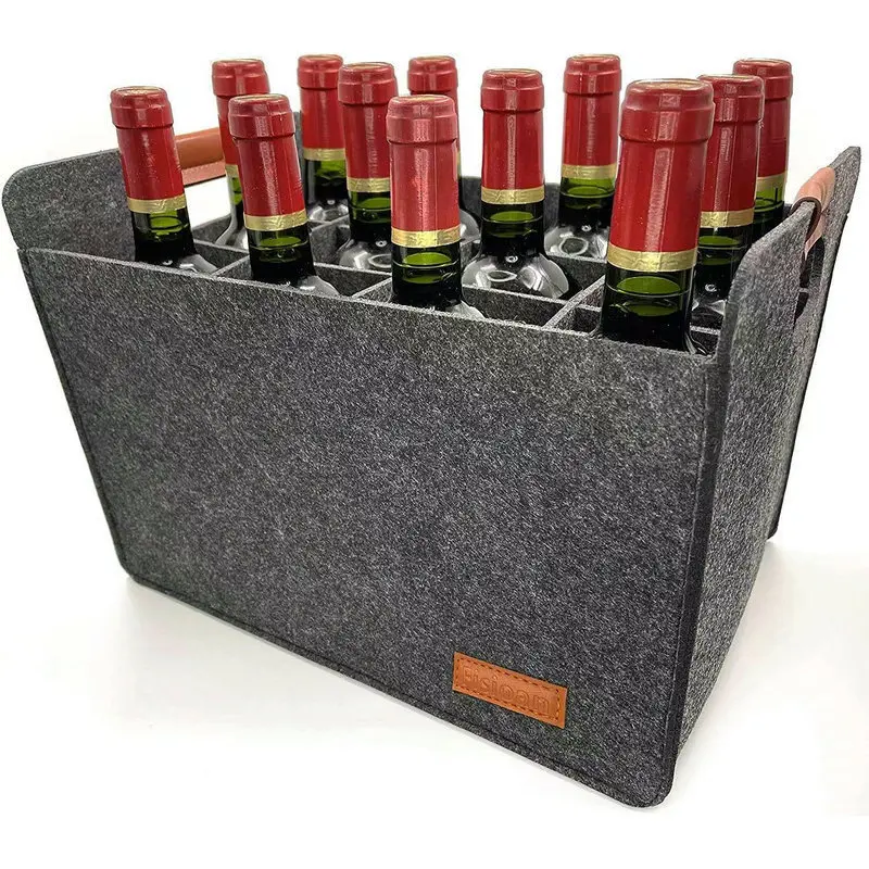 12 Bottle Felt Wine Carrier Tote Reusable Wine Carrier Tote Waterproof Sturdy Wine Bags For Travel Camping And Picnic
