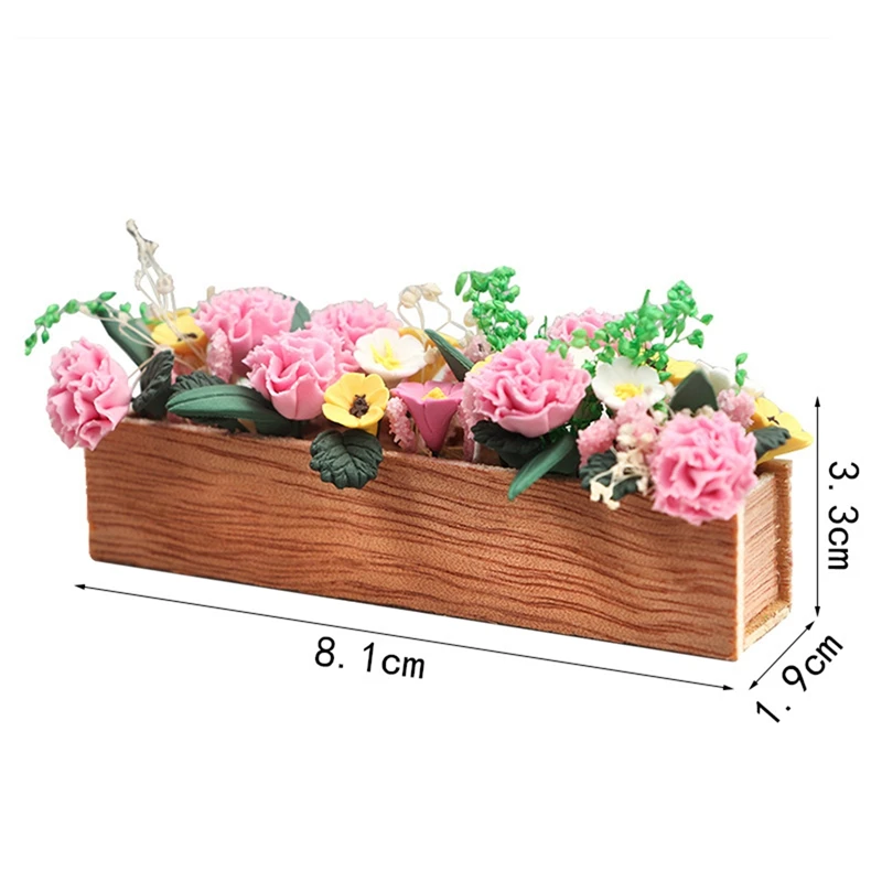 1:12 Doll House Miniature Flowers Garden Flower Beds Ornament Mini Potted Plant Flowers Pot Dollhouse Decoration