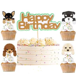 Pet Dog Themed Birthday Party Supplies HAPPY BIRTHDAY Cake Toppers Pet Dog Cupcake Toppers Dog Birthday Decorations Baby Shower