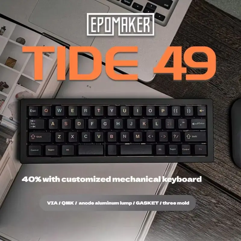 

Epomaker Tide49 Mechanical Keyboard Wireless Aluminum Body Hot Plug Customizable 40% Layout Portable Three-Mode All-Inclusive