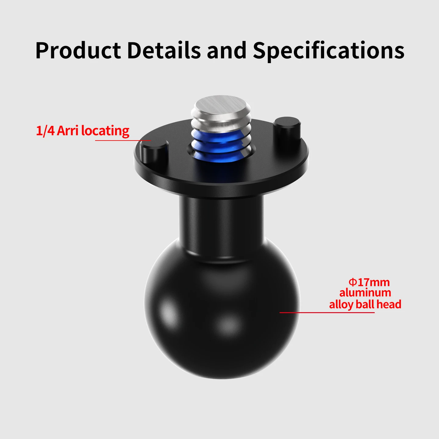 17mm Kugelkopfadapter ARRI Positionierungs-Aluminiumhalterung 1/4 Zoll Schraube für Gopro 13 Insta360 X5 DJI Actionkamera Magic Arm Handyhalterung – Detail 10