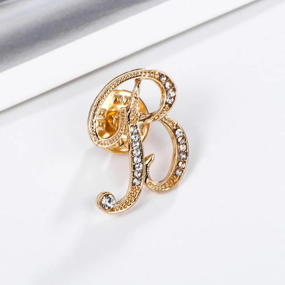 

2025 Badge Pin Shiny Rhinestones High Gloss Geometric Personality Dress Up Jewelry 26 English Letters Lapel Pin Women Brooch Pin