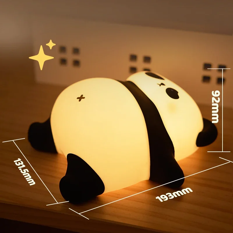 LED Cute Sheep Night Light USB Silicone Night Lamp Rechargeable Touch Sensor Nightlight Panda Rabbit Lamp for Kids Bedroom Decor