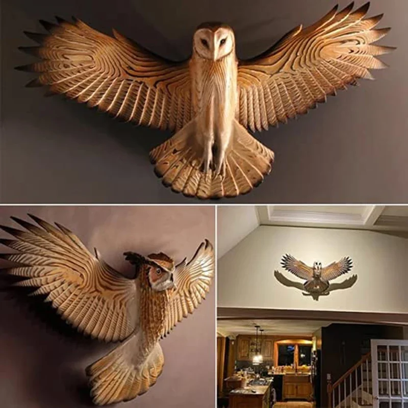 Owl Wall Statue Resin Handmade Crafts Wall Hanging Ornament for Living Room Garden Office Decoration Figurine Декор Для Дома