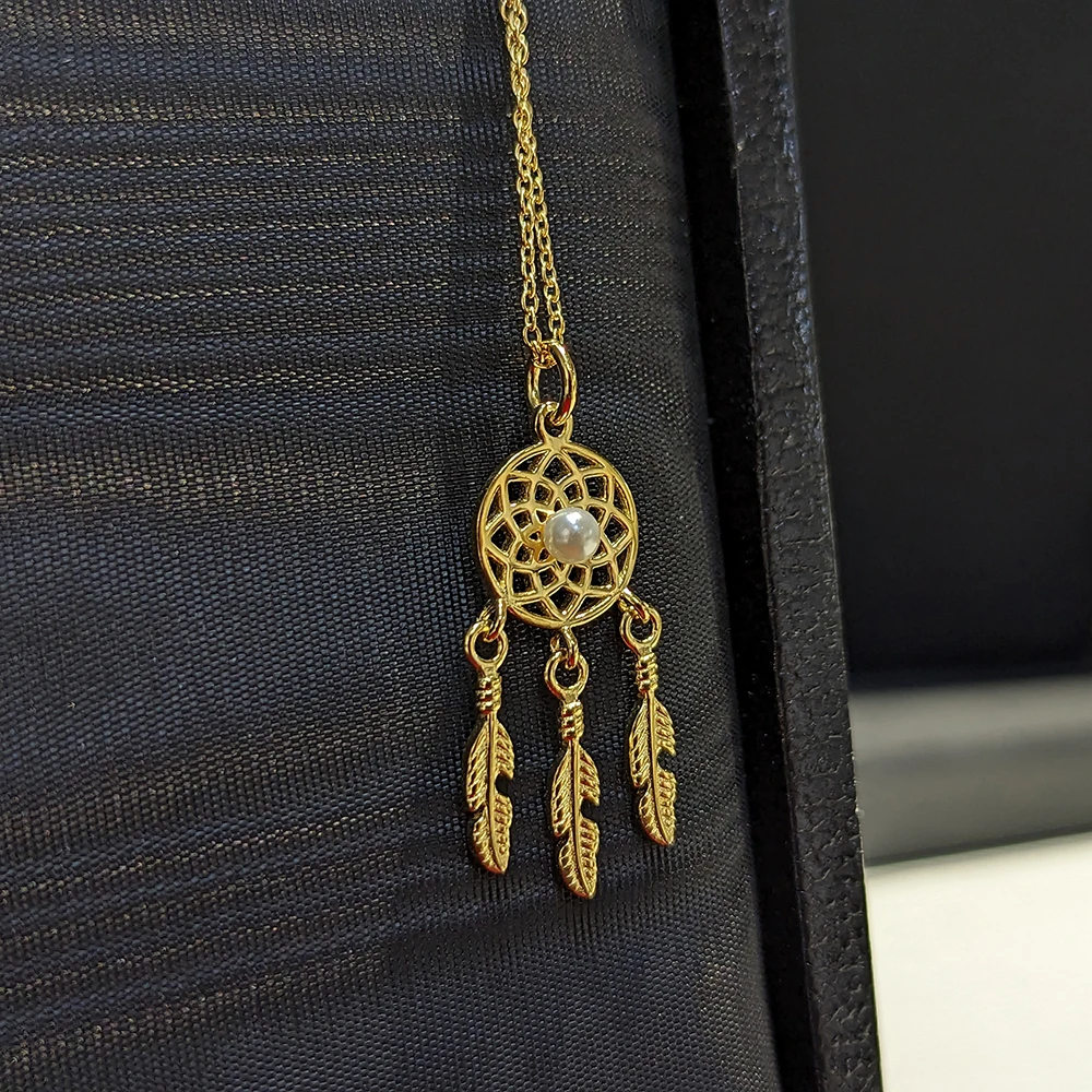

Amorita boutique silver925 gold and silver color dreamcatcher necklace collarbone chain necklace