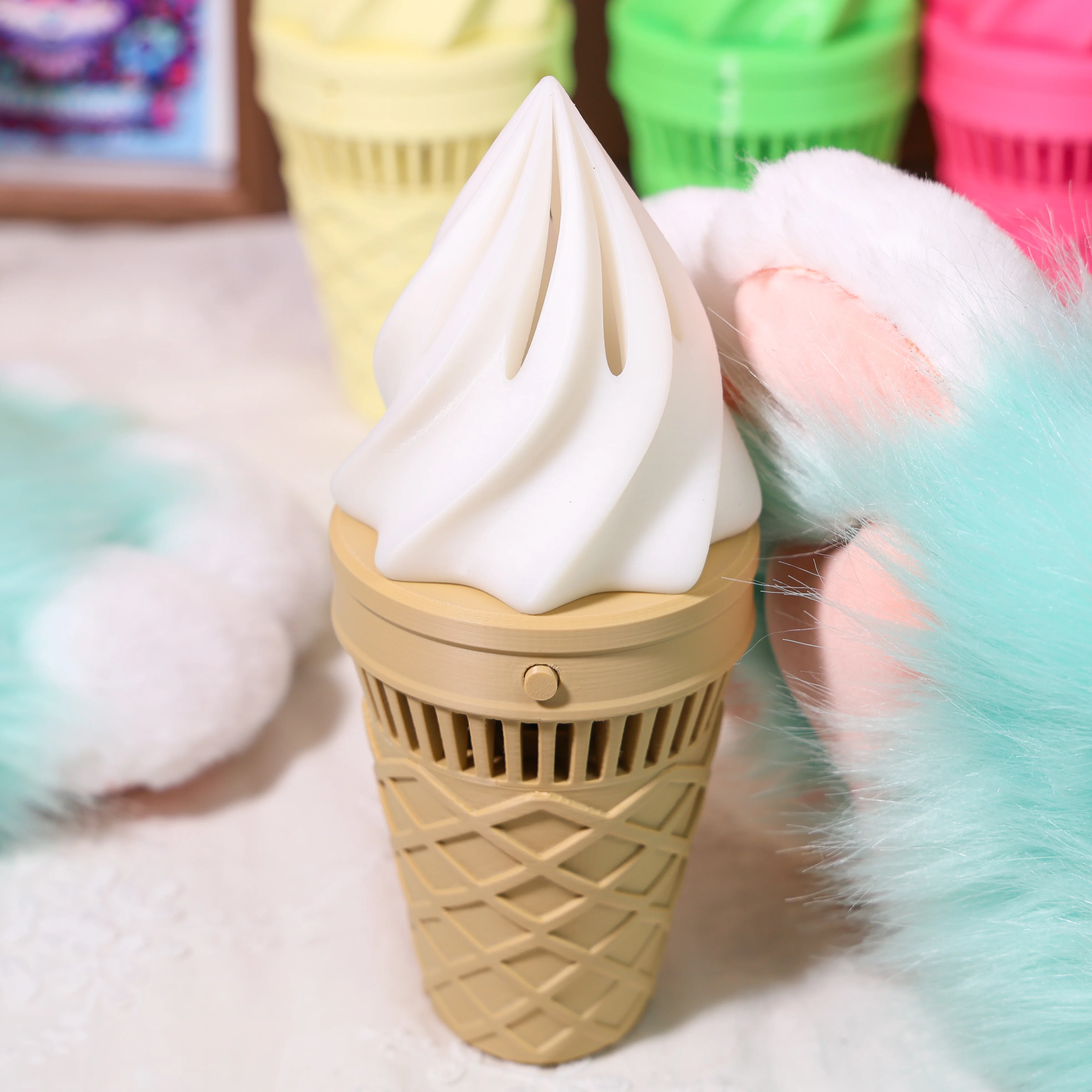 Fan de traje de fieltro con impresión 3D, cono de helado, accesorios de disfraz, ventilador de cuello, convención de cómic