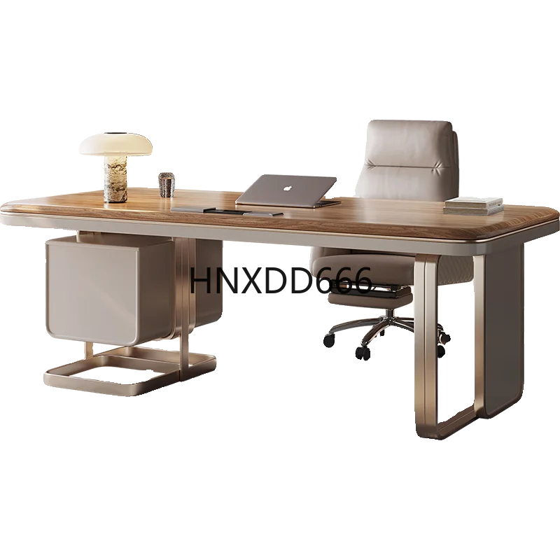 

Modern solid wood desk high-end design sense integrated computer desk