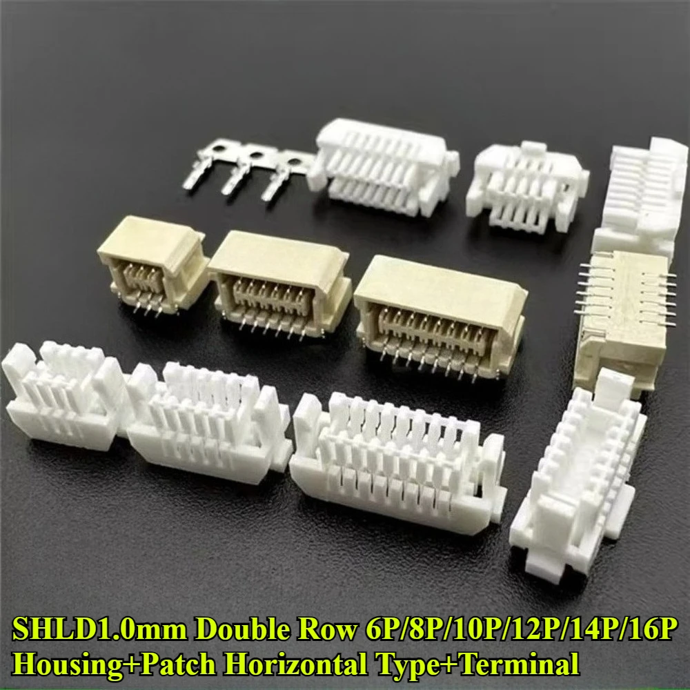 

10Pcs SHLD1.0mm with Lock Buckle Double Row Housing Double Row Patch Horizontal Type 6P/8P/10P/12P/14P/16P Terminal Connector