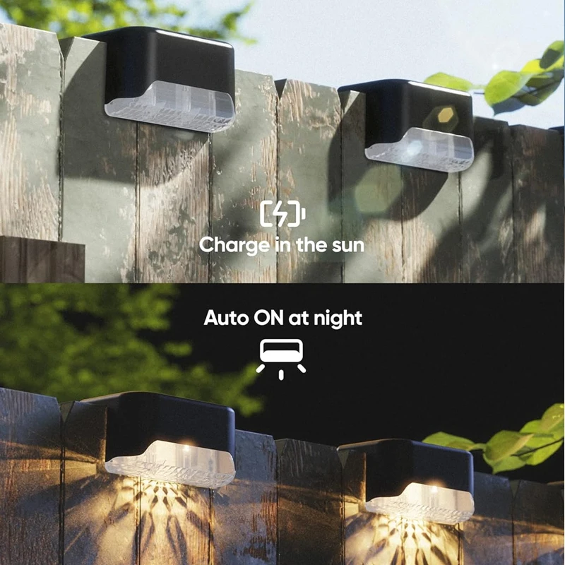 Warm White LED Solar Step Lamp Path Stair Outdoor Garden Lights Waterproof Balcony Light Decoration for Patio Stair Fence Light