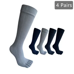 1/4 Pairs Business Five Finger Socks Long Combed Cotton Solid Soft Elastic Sweat-Absorbing Gentleman Party Dress Toe Socks Brand