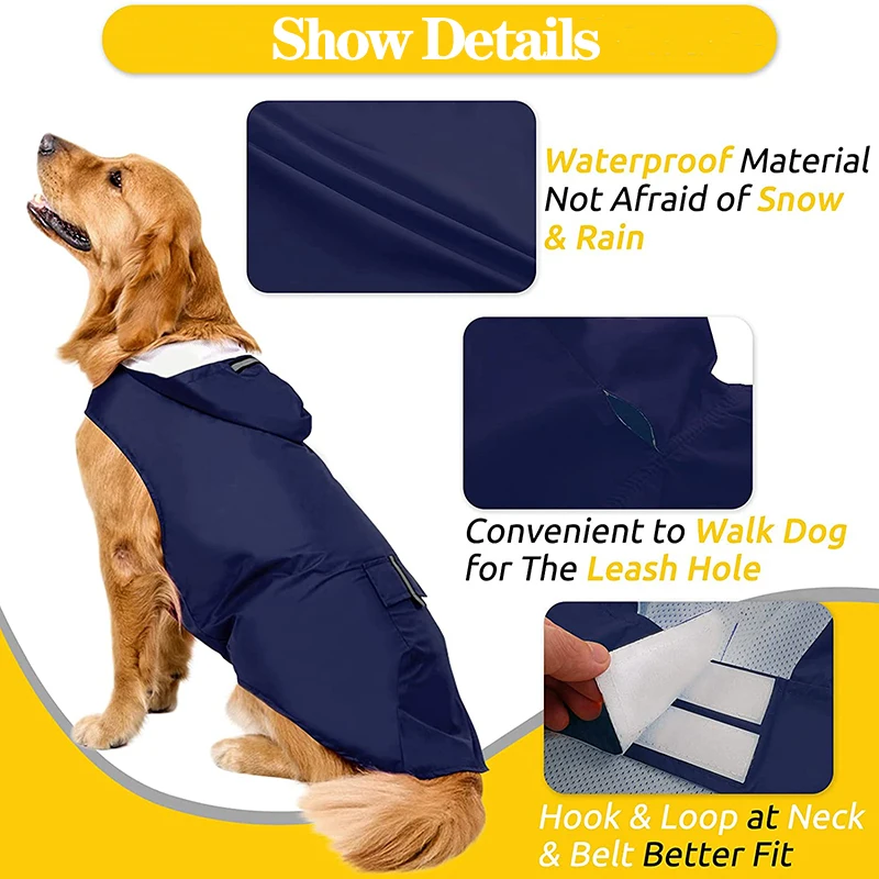 Reflective Dog Raincoat Waterproof Dog Clothes For Small Large Dogs Rain Coat Golden Retriever Raincape Pug Chihuahua Pet Poncho