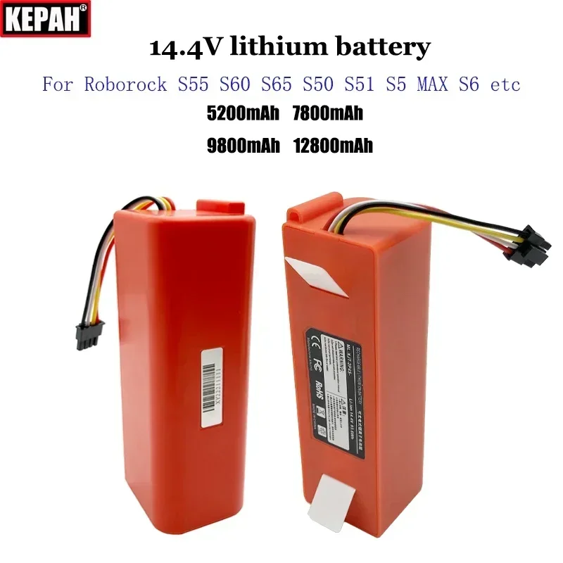 14.4V BRR-2P4S-5200S Robotic Vacuum Cleaner Battery For Xiaomi Roborock S55 S60 S65 S50 S51 S5 MAX S6 Part E45/S45，original cell