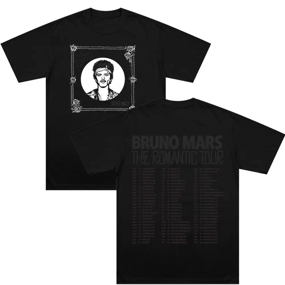 2026 Summer The Romantic Tour Tee Bruno Mars New Date Tour T-shirt Y2K Streetwear Fashion Casual Cotton Comfort Tops