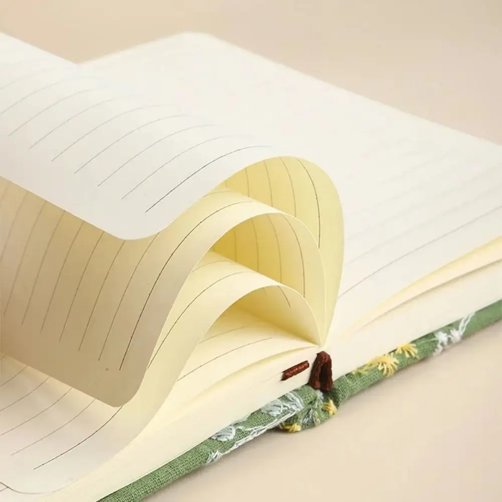 256 Pages Embroidered Pocket Notebook Ultra-Thick Fabric Cover Student Notepad Cotton Cloth Binding Multi-Purpose