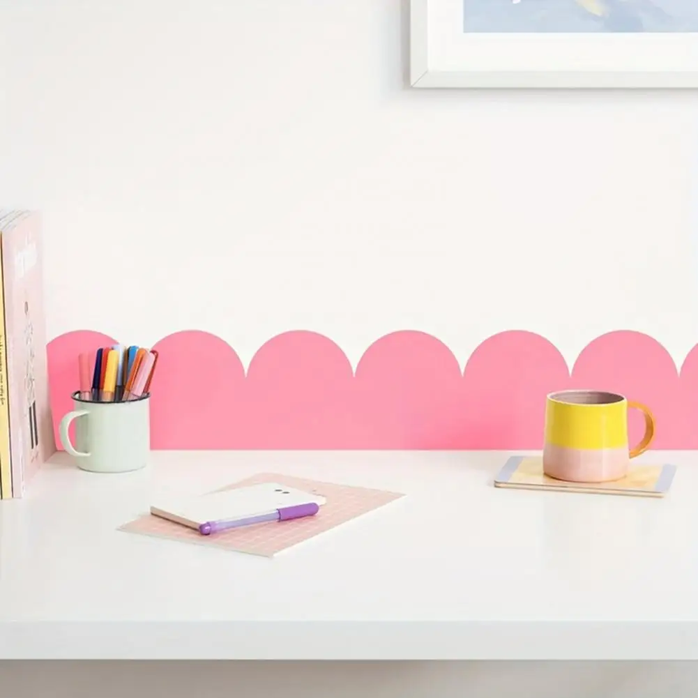 Wave Design Wall Decor 2pcs Scalloped Wood Border Trim Decorative Wall Accent Strips Adhesive Diy Cabinet Shelf Window Frame