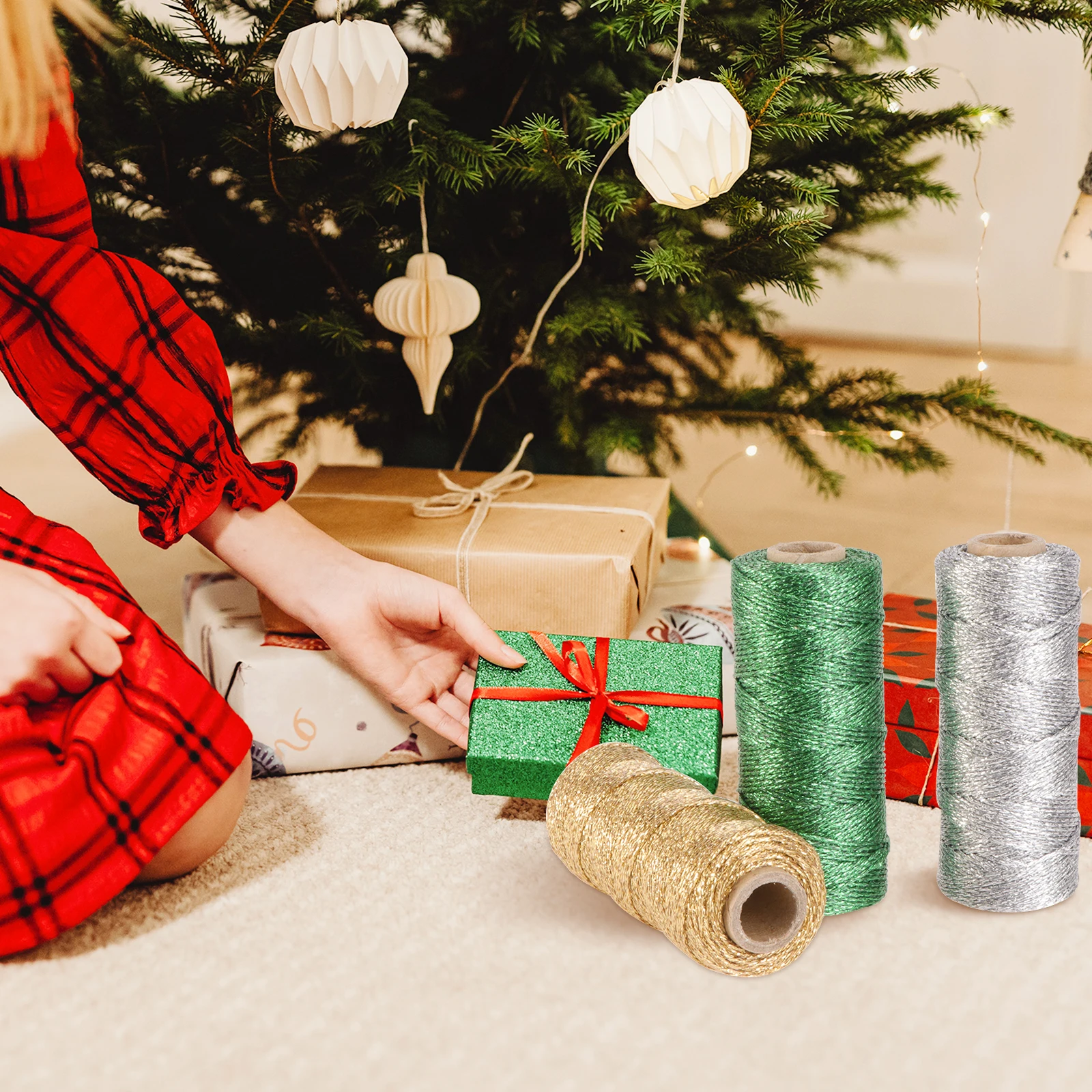 

3pcs Cotton Macrame Rope Christmas Craft Decorative Wrapping Cord Xmas Gift String Jewelry Accessories