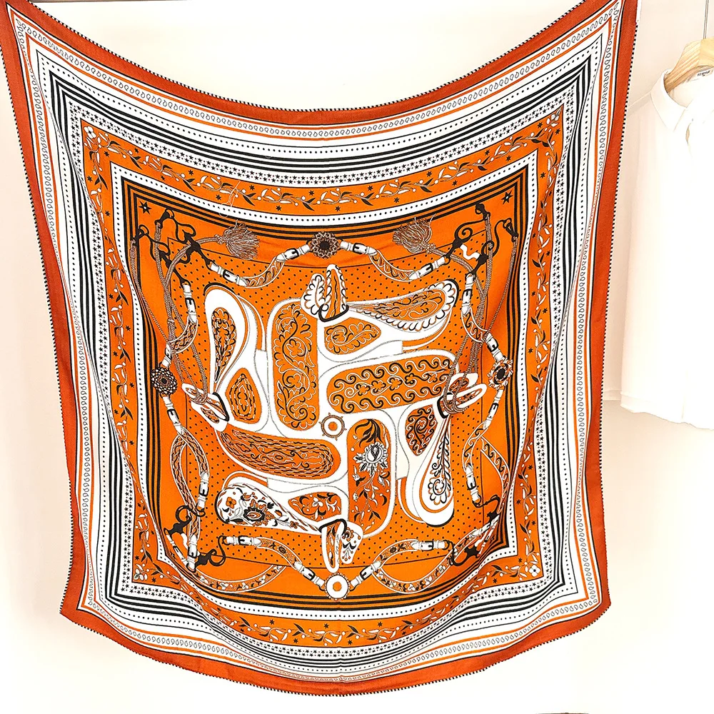 

Luxury Designers Silk Wool Scarf Shawls Women Winter Scarves Mother Christmas Gift Herms Rollerd Edges Stoles Pashmina 135CM