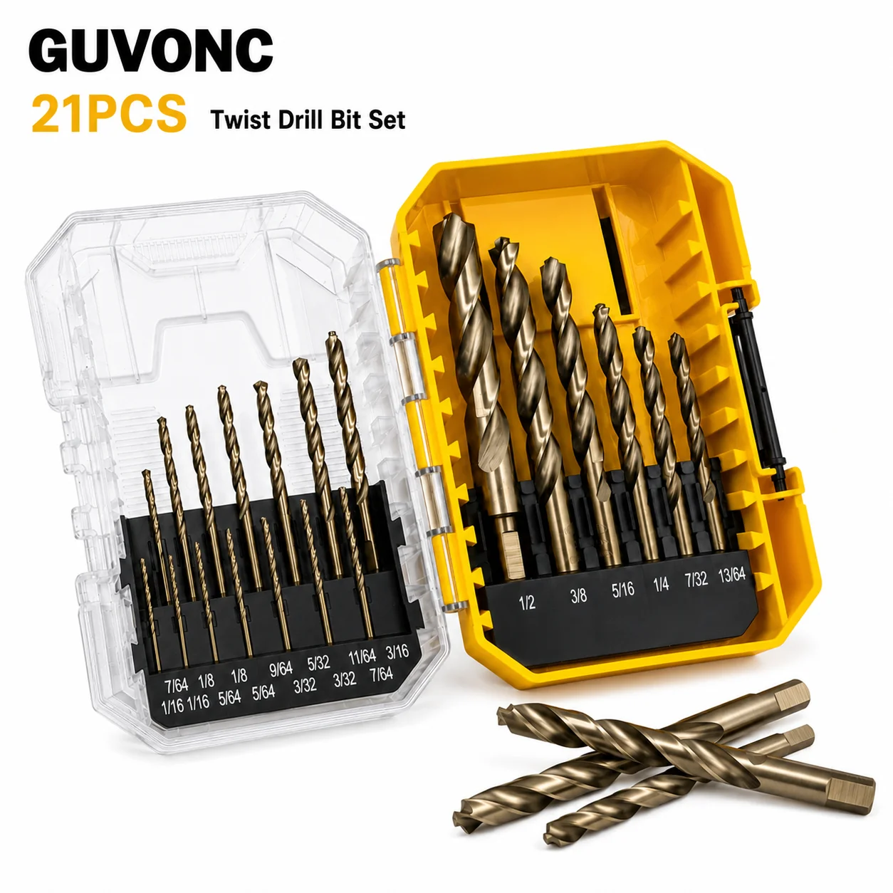 20Pcs Cobalt Twist Drill Bit Set 1/16