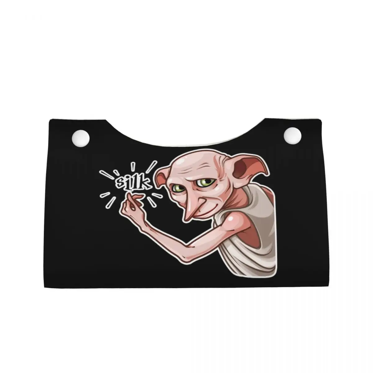 Custom Cute Dobby Meme Tissue Box Cover PU Leather Rectangular Halloween Magic Movie Facial Tissues Holder for Car