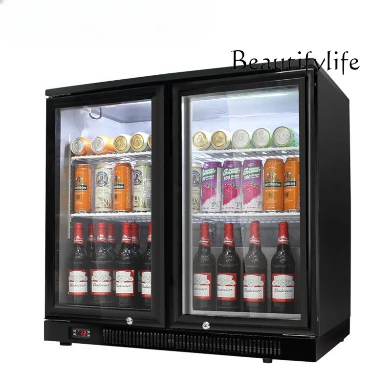 

Double door air-cooled desktop bar cabinet refrigerated freezer commercial glass door direct cooling display cabinet