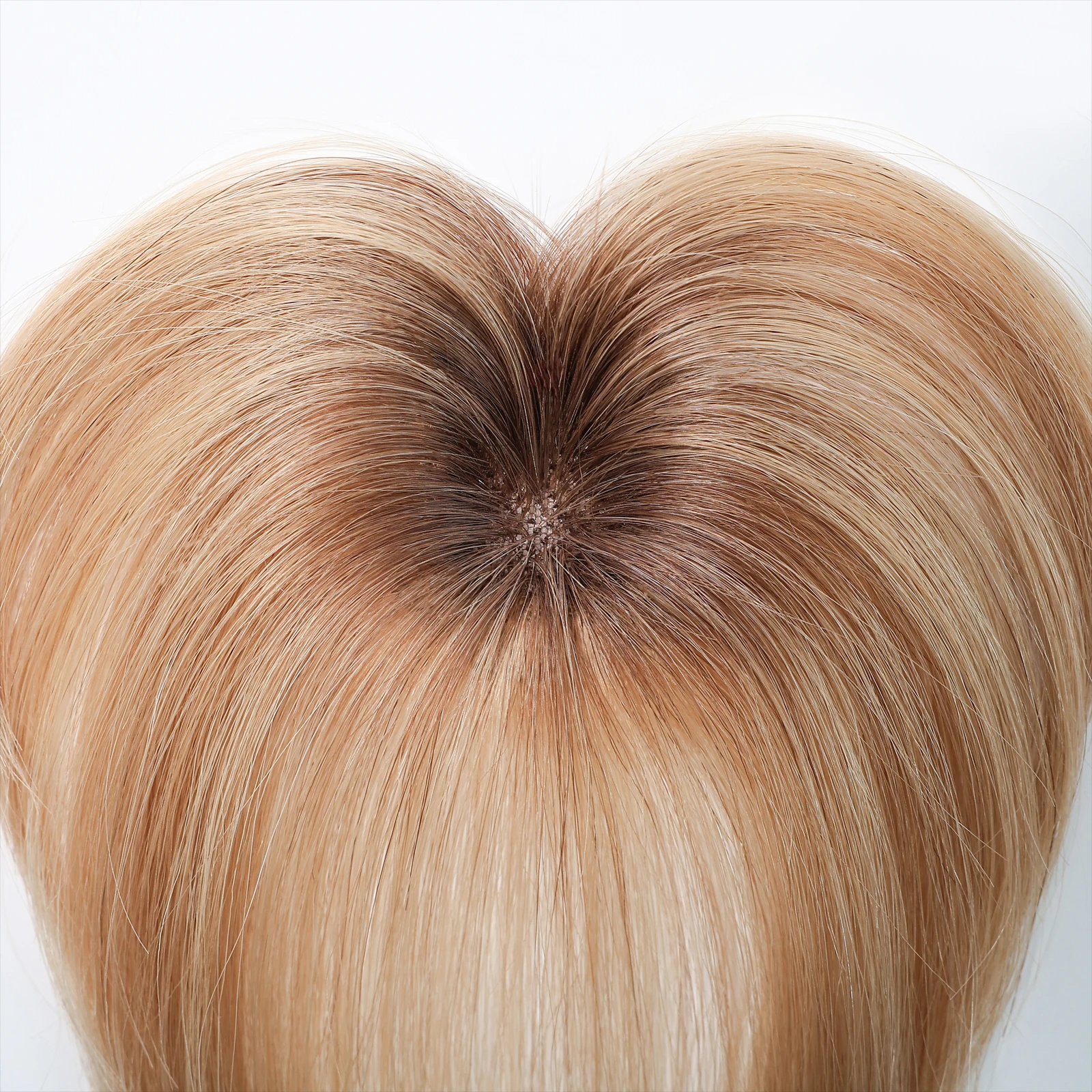 Ombre Brown to Blonde Clip in Bangs 100% Real Human Hair Bangs Hair Pieces Blonde Human Hair Topper With Bangs for Women 10 Inch image 3